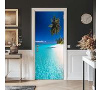 Tizhweqo Stickers Porte Trompe L'oeil Vue Sur L'océan Vue Sur L'océan Papier Peint Autocollant Porte Pour Chambre Salon Décoration Stickers Muraux Sticker Porte 85x215 cm 3973a