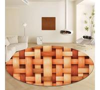Tizhweqo Tapis Rond Modèle de Tricot 80 cm, Tapis Salon 3D Rustique Poil Ras Lavable en Machine Antidérapant Doux Descente de Lit Chambre pour Cuisine, Chambre d'enfant, Bureau YDT1115