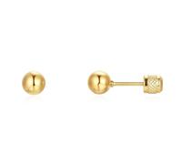 TIZU Boucles D'oreilles de Boule Or 14K pour Femmes Hypoallergéniques avec Fermoir à Vis pour Filles Cadeaux de Noël(4mm)