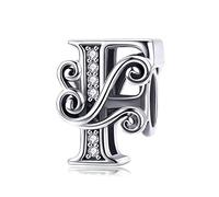 TIZU Charms Alphabet en Argent Sterling 925 Charme Lettre F Pour Bracelet Femme Fille