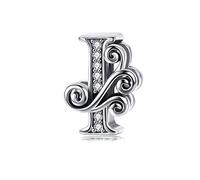 TIZU Charms Alphabet en Argent Sterling 925 Charme Lettre I Pour Bracelet Femme Fille