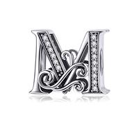 TIZU Charms Alphabet en Argent Sterling 925 Charme Lettre M Pour Bracelet Femme Fille