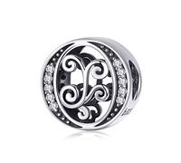 TIZU Charms Alphabet en Argent Sterling 925 Charme Lettre O Pour Bracelet Femme Fille