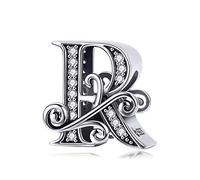 TIZU Charms Alphabet en Argent Sterling 925 Charme Lettre R Pour Bracelet Femme Fille