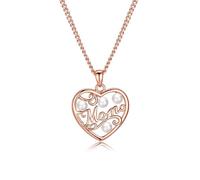 TIZU Collier Coeur pour Femme Perles Pendentif avec Mom Bijoux Cadeau de Noël Anniversaire Fete des Meres, Chaîne Réglable Hypoallergénique