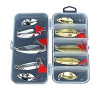 Tizuqe 10 pièces cuillères de pêche Accessoires de matériel leurres en métal Spinner appâts avec Crochet boîte de matériel Ensemble Dur