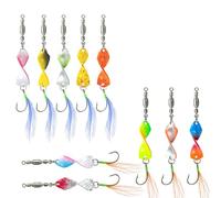 Tizuqe 10 pièces leurres de pêche en métal Spinnerbaits avec Crochet rotatifs à 360 degrés appâts de gabarits appâts durs torsadés Ensemble de matériel de pêche