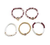 Tizuqe à breloques de football élégant pour hommes et femmes, lettres réglables, bracelets en perles, bijoux empilables, esprits d ' équipe, à breloques de football