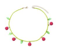 Tizuqe Collier de perles avec des motifs de breloques framboise pour un accessoire amusant et à la mode pour un usage quotidien et des occasions cadeaux