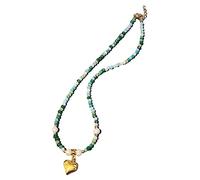 Tizuqe Collier de perles en résine d ' encre, chaîne avec pendentif en forme de cœur en or, chaîne de clavicule traditionnelle pour femmes et adolescentes, bijoux élégants, en perles de cœur