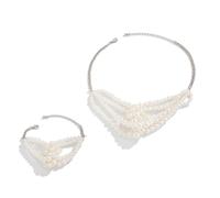 Tizuqe Ensemble de bijoux multicouches en perles d ' imitation pour élégante, accessoires faits à la main, collier de perles, pour un usage quotidien, collier multi-brins