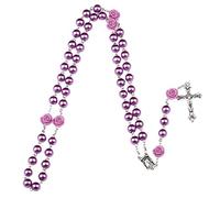 Tizuqe Religion chrétienne chapelet colliers pour femmes croix pendentif longue chaîne perles de verre Crucifixion croix religieuse pour hommes