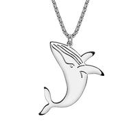 TIZURO Acier inoxydable 18 carats plaqué or argent collier baleine mignon collier océan animaux chaîne pendentif bijoux pour femmes charme baleine amoureux cadeaux, M, Acier inoxydable, Pas de gemme