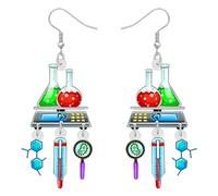 TIZURO Acrylique Nouveauté Boucles d'oreilles Microscope Retour à l'école Science Arbre Bijoux Amusants Pour Femmes Enseignants Amoureux Chimie Cadeaux (Multi)