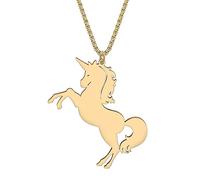 TIZURO Collier licorne en acier inoxydable plaqué or 18 carats avec pendentif en forme de licorne pour femme, M, Acier inoxydable, Pas de gemme