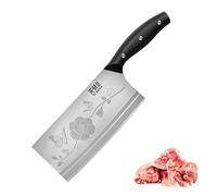 TJ POP Couteau de Chef Chinois, Couteau Chinois de Cuisine Professionnel 19cm Tranchant Feuille de Boucher Couperet avec Design Full-Tang,Lame en Acier 30Cr13 2,5mm, 2 en 1,TJ SEGA Series TC1705