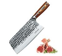 TJ POP Feuille de Boucher Couteau de Chef Chinois, Couteau Chinois de Cuisine 21cm Professionnel Couperet de Cuisine avec Design Full Tang,Lame en Acier 50CR15 Epaisseur 2.5mm,TJ SEGA Series TC19075