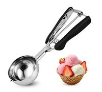 TJ POP Grande cuillère à glace de 7 cm - Cuillère à biscuits en acier inoxydable avec déclenchement facile, bonne prise en main pour crème glacée, boules de melon, boulettes de viande et purée de