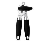 TJ POP Ouvre-boîte manuel multifonction robuste en acier inoxydable durable, roue de coupe super tranchante pour une coupe lisse des bords, bouton facile à tourner, avec décapsuleur, noir
