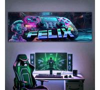 tjapalo® PKV91 Poster Personnalisé Prénom Gamer - Deco Chambre Ado Gaming - Affiche Personnalisée Enfant - Murale Garçon - (140x50cm)