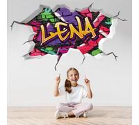 tjapalo®vr200 stickers prénom personnalisé sticker grafitti 3D sticker mural chambre fille mur autocollant personnalisé stickers muraux enfants decoration murale chambre ado autocollant tag (40x23cm)