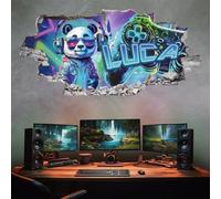tjapalo® xp3 Sticker mural prenom personnalisé Autocollants Muraux Gamer sticker mural chambre garcon Murale deco Sticker Gamer Stickers Muraux Sticker mural enfant garcon Sticker mural ado