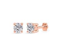 TJC Boucles d'oreilles à dos plat pour homme et femme - Boucles d'oreilles à tige solitaire moissanite en argent sterling 925 - Boucles d'oreilles à vis arrière en forme de fleur - Platine, plaqué or