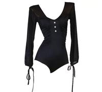 TJDWPRRD Costumes de Danse de Salle de Bal Robes de Pratique de Danse Latine Respirantes pour Dames Justaucorps de Performance Salsa à Manches Longues Haut de Body Tango Cha Cha,A,L