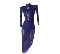 TJDWPRRD Costumes de Salle de Bal Tenue de Danse Latine à Manches Longues pour Dames Robes de Danse Salsa Tango avec Strass Vêtements de Performance de Danse Cha Cha Dos Nu,F,M