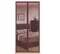 TJDWPRRD Porte Moustiquaire Magnétique avec Rideau en Maille Fermeture Automatique Filet de Séparation Extérieur Balcon Entrée Mains Libres Filets en Polyester Robustes Terrasse,Marron,140x200cm