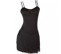 TJDWPRRD Robe de Danse Latine à Bretelles Costume de Performances de Salsa Tango à Pampilles Vêtements D'entraînement de Salle de Bal Cha Cha Tenue de Danse élastiques pour Rumba,A,XL