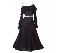 TJDWPRRD Robes de Danse de Valse pour La Compétition Jupe de Salle de Bal Noire pour Femmes Vêtements Salsa Flamenco Suspensions Tenue Performance Foxtrot Standard