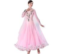 TJDWPRRD Tenue Compétition de Salon Jupe Valse Scène Vêtements Salsa Tango | Broderies Strass Raffinée élastique Respirante Femme Classique Luxe Promo Tour de Cou