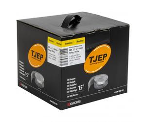 TJEP 15° Clous en bobine MX 21/45 Clous rainurés à pointe émoussée Inoxydables A4 Tête bombée 2,4M