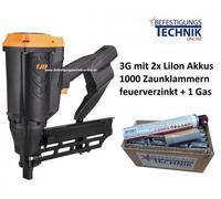 TJEP FS-40 GAS 3G Agrafeuse de clôture avec gaz + 1000 agrafes de clôture 40mm pour clôture sauvage KL-89.2