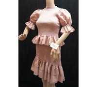 TJF9/ Ensemble Smocké & Volanté Vieux-Rose Jupe Coupe Asymétrique TU Du 36 Au 42