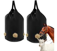 TJHDSF Filet à Foin, Sac à Foin pour Chevaux, Sac à Feed avec Trous, Filet à Feed en Polyester, Peu Encombrant, Grande Capacité, Adapté Aux Chevaux, Moutons (Noir 2)