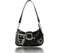 TJHDSF Sac Y2K, Shoujo Y2K Bag, Sac a Main Vintage, Petit Sacs a Main, Sacs à Porte des Années 2000, Bag à Porte Esthétique, Adapté à un Usage Quotidien, Fêtes, Séances Photo, Cadeaux (Cuir PU Noir)