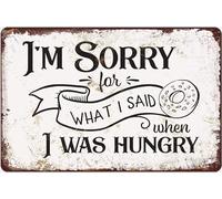 TJHRJTY Wje-A01 Plaque en métal vintage avec citation « I'M Sorry For What I Said When I Was Hungry » rétro pour bar, restaurant, garage, décoration murale, cadeau pour homme et femme 20,3 x 30,5 cm