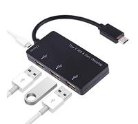 TJJ AYSMG 3 en 1 Type-C à Type-C + Lecteur de Carte + 2 interfaces de Chargement USB HUB, Prise en Charge de la Charge Rapide PD (Noir)
