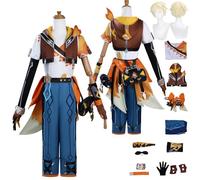 Tjlmomo Anime Bennett New Skin Cosplay Costume avec Perruque Jeu Genshin Impact Cosplay Tenue Adulti Rolle Uniforme Accessoires Costume Halloween Carnaval Fête Déguisement Vêtements pour Hommes
