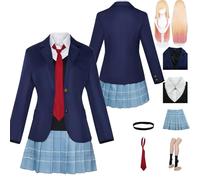 Tjlmomo Anime Marin Kitagawa JK Cosplay Costume avec Perruque Jeu Cosplay Tenue Adulti Rolle chool Uniforme Accessoires Costume Halloween Carnaval Fête Déguisement Vêtements pour Femmes Filles