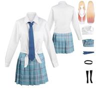 Tjlmomo Anime Marin Kitagawa JK Cosplay Costume avec Perruque Jeu Cosplay Tenue Adulti Rolle School Uniforme Accessoires Costume Halloween Carnaval Fête Déguisement Vêtements pour Femmes Filles