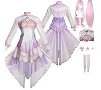 Tjlmomo Anime Megurine Luka Purple Cosplay Costume avec Perruque Jeu Project Sekai Colourful Stage Cosplay Tenue Adulti Rolle Nene Kusanagi Uniforme Halloween Carnaval Fête Déguisement pour Femmes