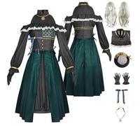 Tjlmomo Anime Nene Kusanagi Dark Green Cosplay Costume avec Perruque Jeu Project Sekai Colourful Stage Cosplay Tenue Adulti Rolle Asahina Mafuyu Uniforme Halloween Carnaval Déguisement pour Femmes