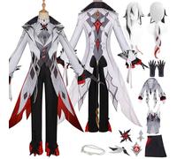 Tjlmomo Arlecchino Cosplay Costume avec vision Wig Anime Genshin Impact Cosplay Tenue Accessoires Adulte Uniforme Costume Halloween Carnaval Fête Déguisement Vêtements pour Femmes Filles