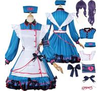 Tjlmomo Asahina Mafuyu Cosplay Costume avec Perruque Anime Project Sekai Colourful Stage Cosplay Nene Kusanagi Tenue Tablier Robe Uniforme Costume Halloween Carnaval Fête Déguisement pour Femmes