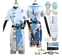 Tjlmomo Chongyun Cosplay Costume avec Pants Wig Anime Honkai Star Rail Cosplay Tenue Accessoires Adulte Uniforme Costume Halloween Carnaval Fête Déguisement Vêtements pour Hommes