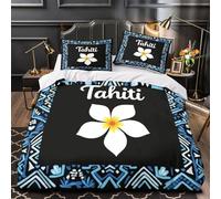 TJLROUVNK Design Floral de Tahiti 3D Imprimé Drap de Couette Microfibre éclair dissimulé Motif polynésien Housse de Couette 2 taies éclair caché déco Chambre Couple Super King（260x220cm）