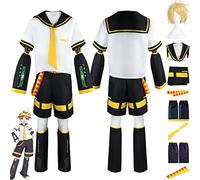 Tjmiaohao Anime Rin Len Cosplay Costume Outfit Vocaloid Miku Sailor Jeu de Rôle Uniforme Ensemble Complet Halloween Party Dress Up Costume avec Perruque pour Hommes Garçons (XL)